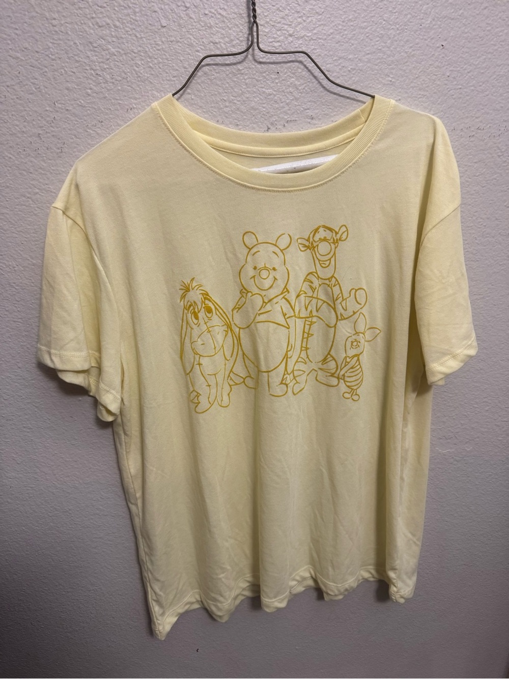 Disney Pale Yellow Winnie the Pooh Line Art Tee